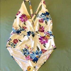 Beautiful floral white bathing suit
